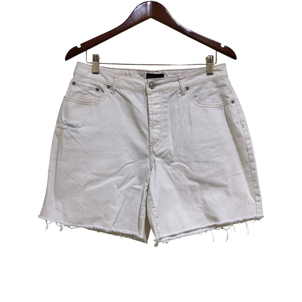 House of Harlow 1960 Denim‎ Shorts Raw Hem Distressed White Cotton Size 29